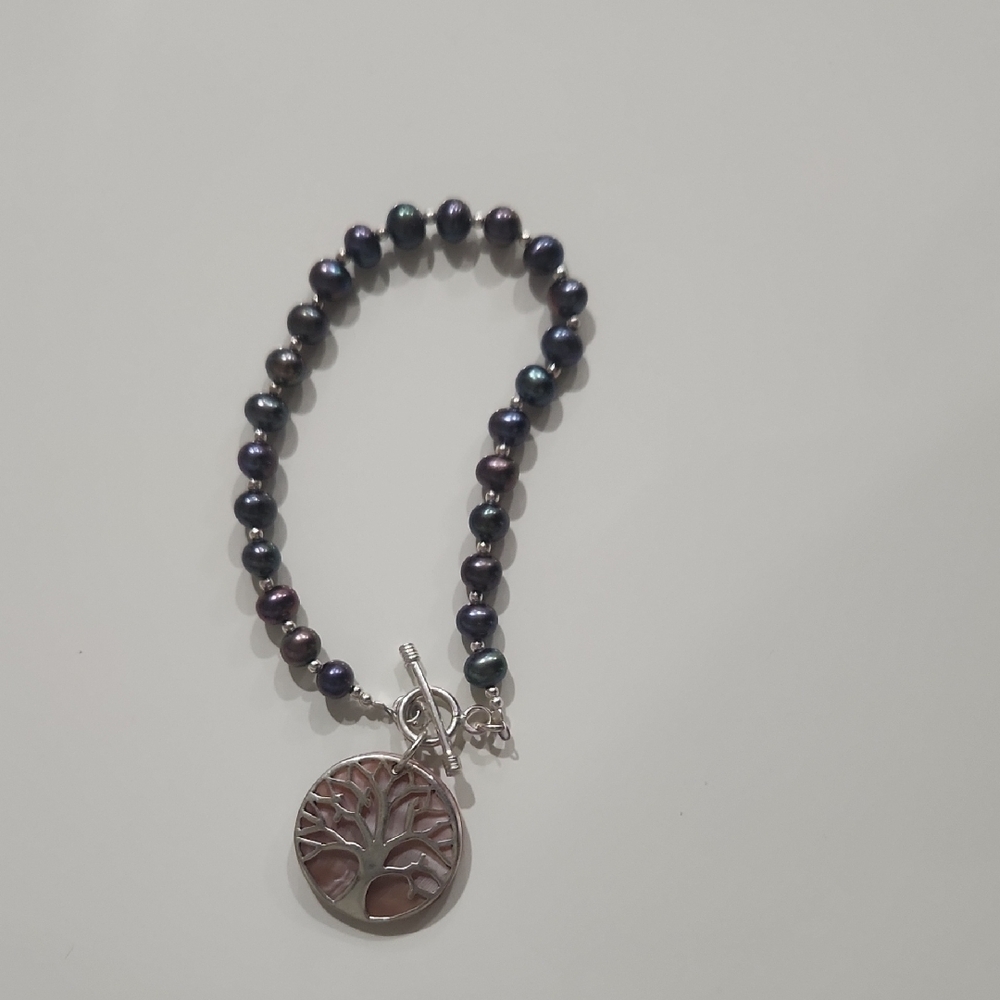 Black Pearl Tree of Life Bracelet
